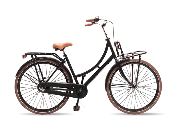 Nieuwe zwarte transportfiets voor dames